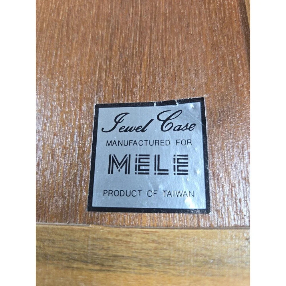 Vintage Mele  Wooden Jewelry Box Floral Glass Door Cottage Core